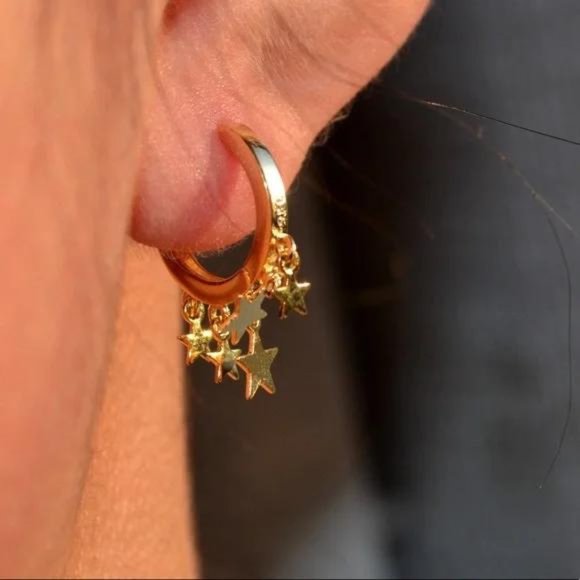 Jewelry - 18K GOLD TASSEL STARS EARRINGS, NICE EARRINGS, CUTE EARRINGS